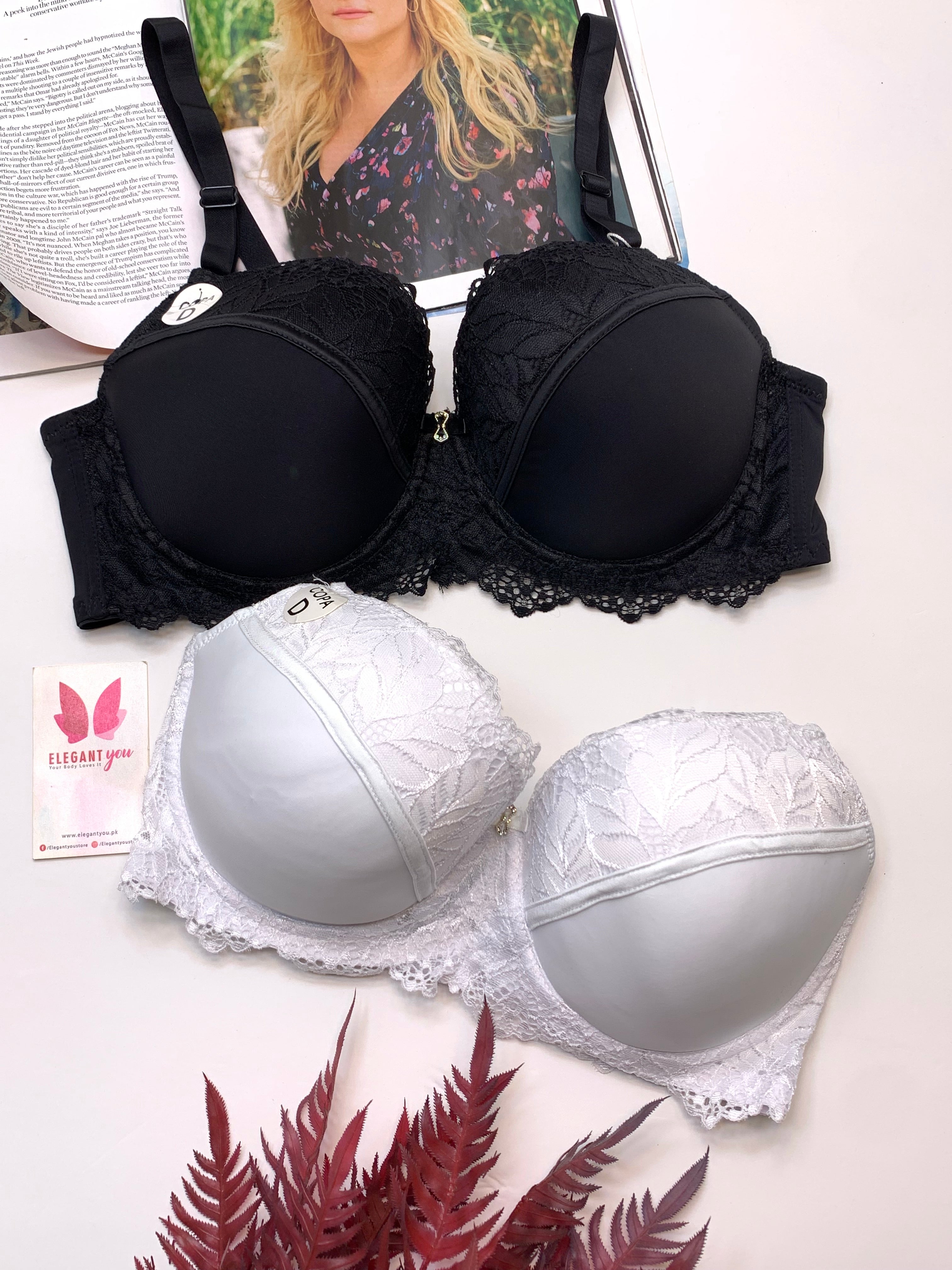 D Cup Size Light Padded Under Wire Half cup lace bra (152)