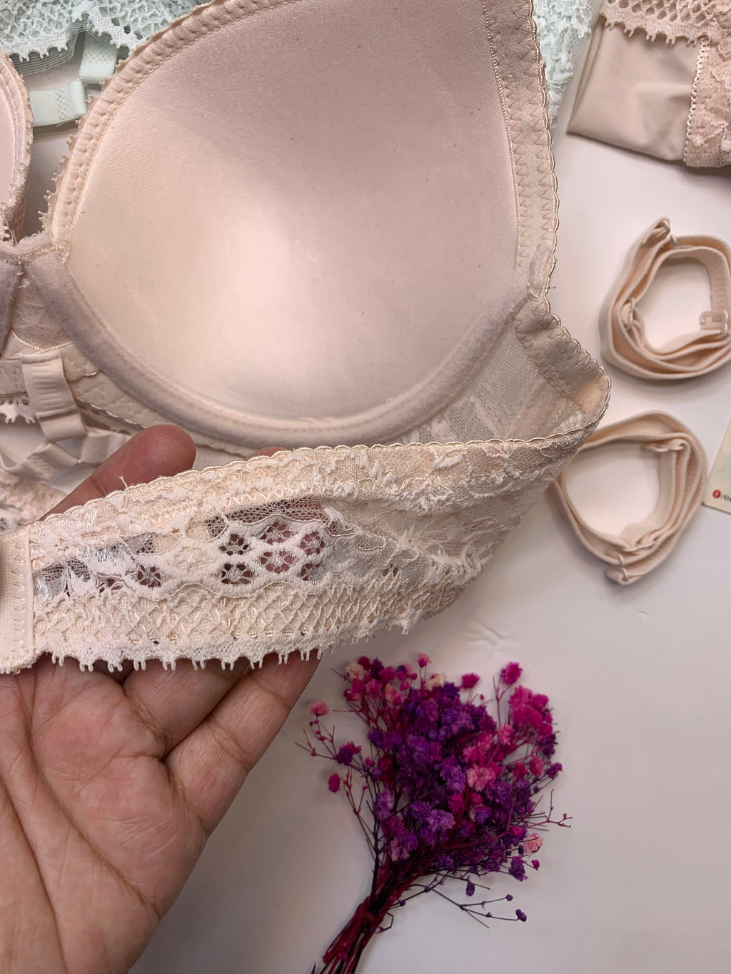 Bridal Lace Pattern Padded Pushup Wire Bra & Matching Underwear (009)