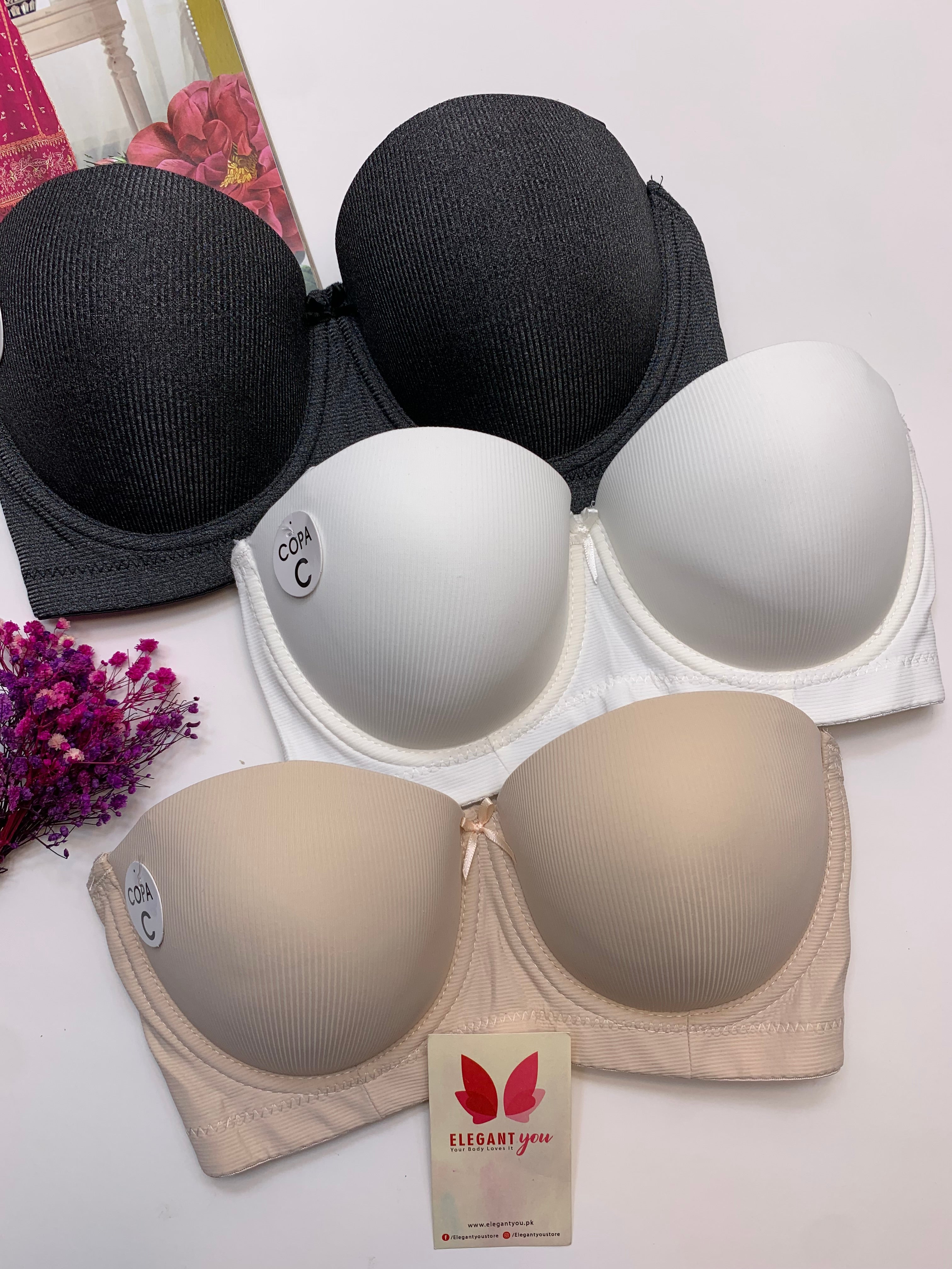 C Cup Size Half Cup Shape Padded Push up Wired Plain Bra (169)