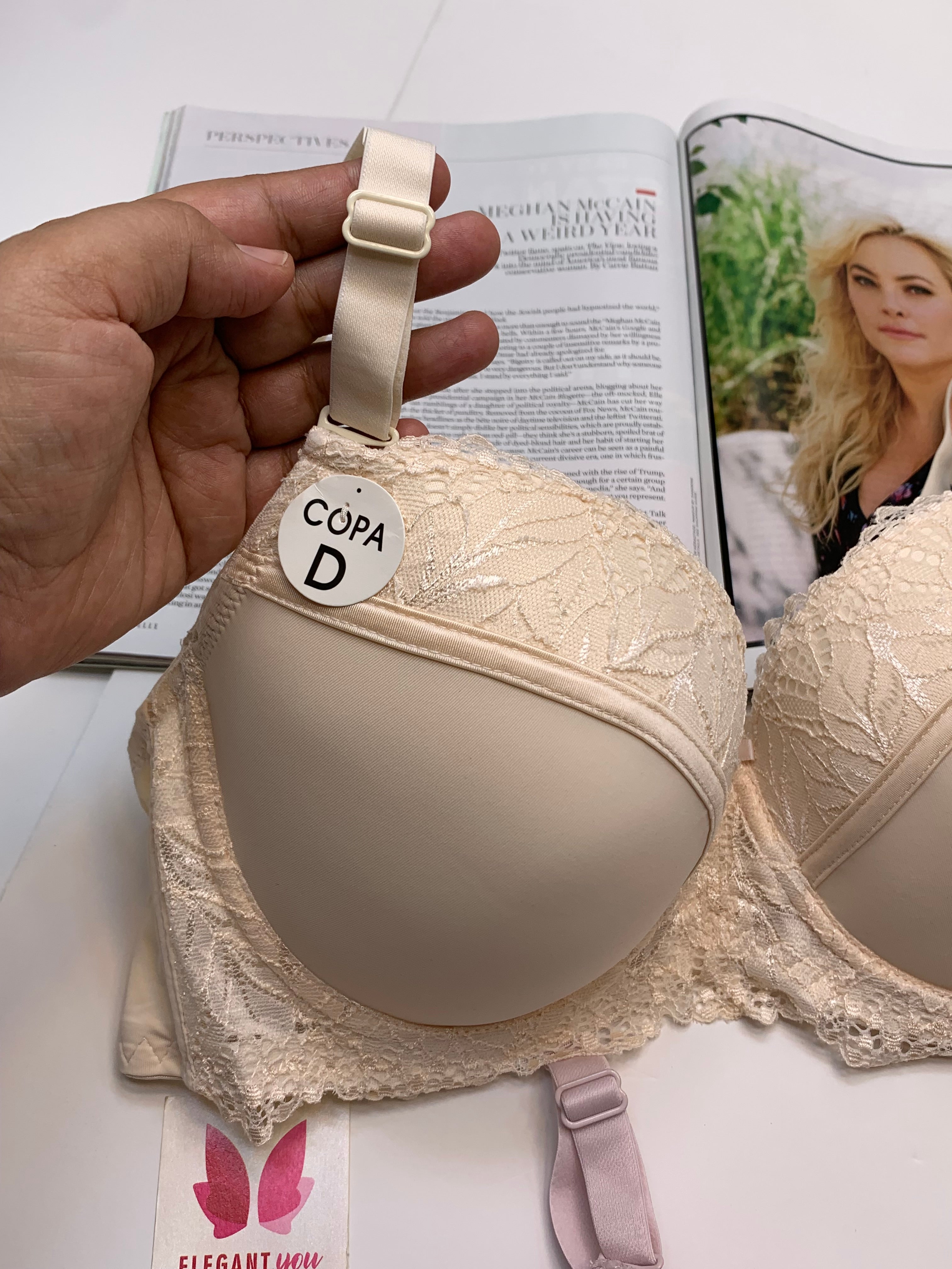 D Cup Size Light Padded Under Wire Half cup lace bra (152)