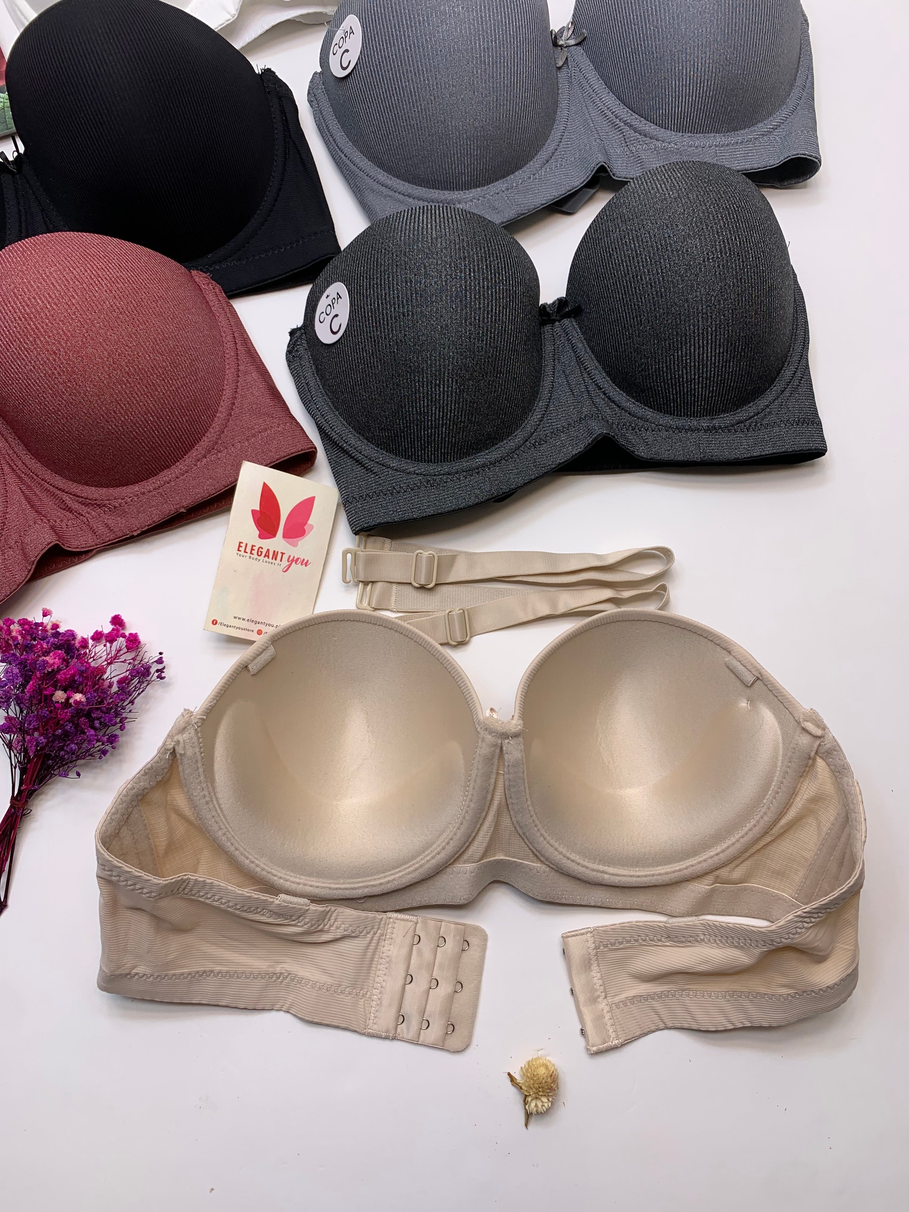 C Cup Size Half Cup Shape Padded Push up Wired Plain Bra (169)