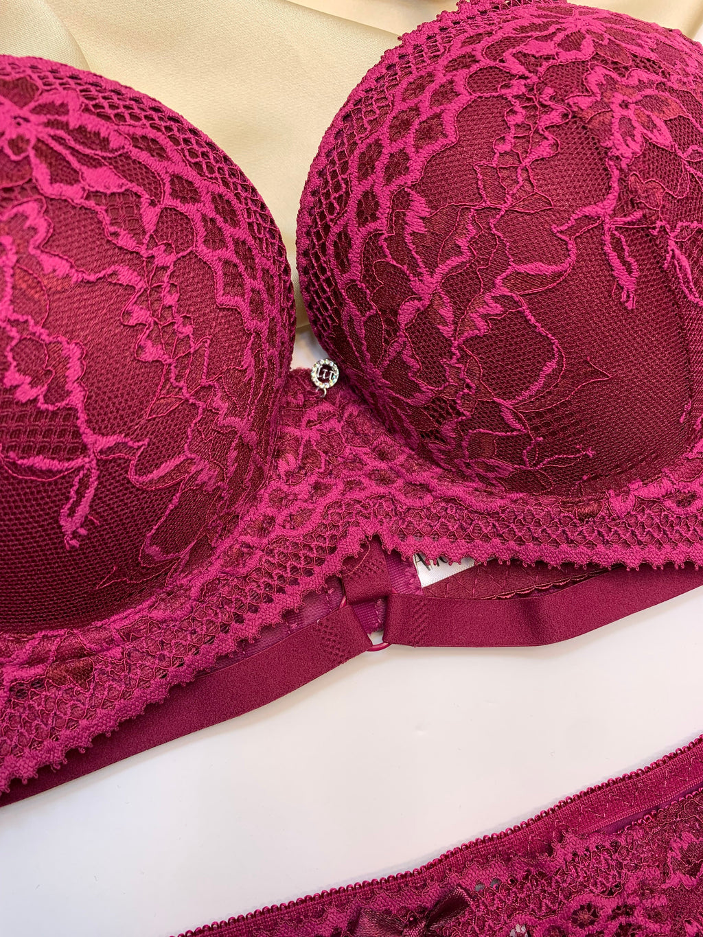 Bridal Lace Pattern Padded Pushup Wire Bra & Matching Underwear (009)