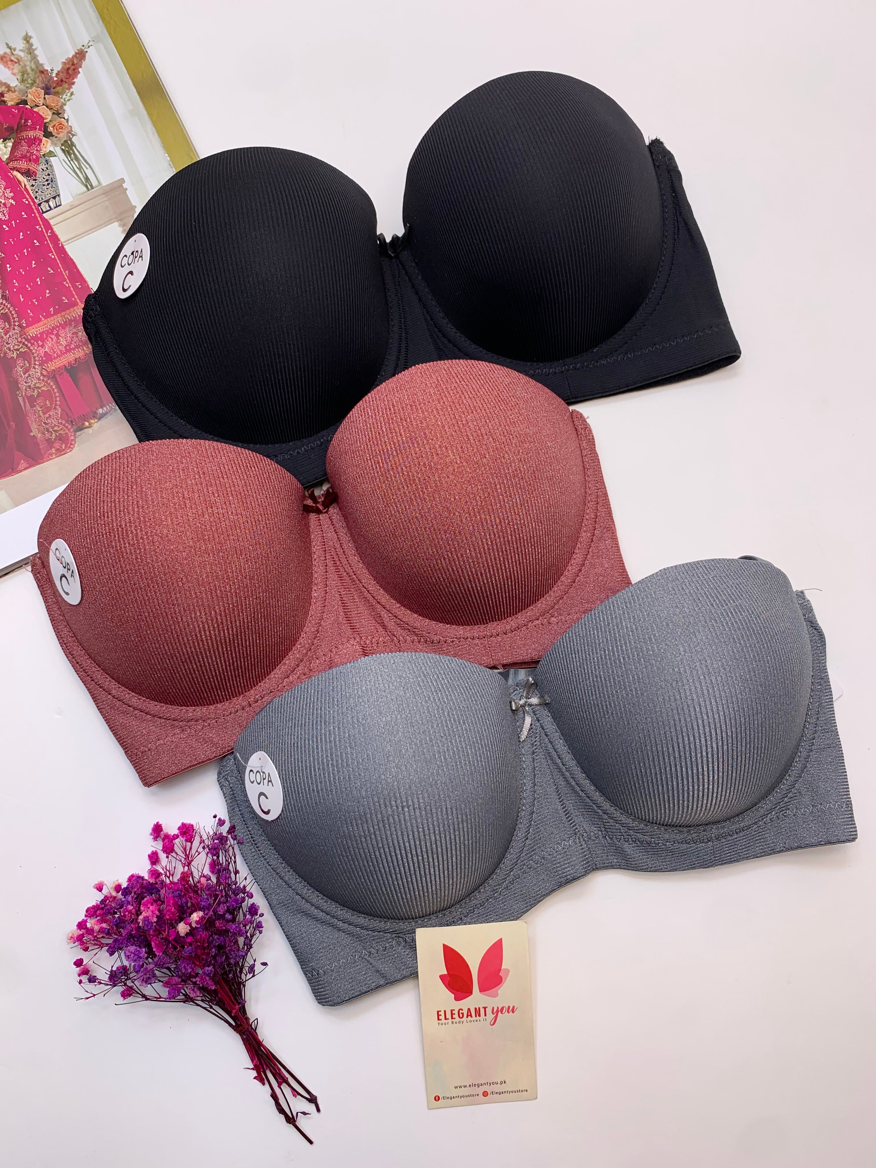 C Cup Size Half Cup Shape Padded Push up Wired Plain Bra (169)