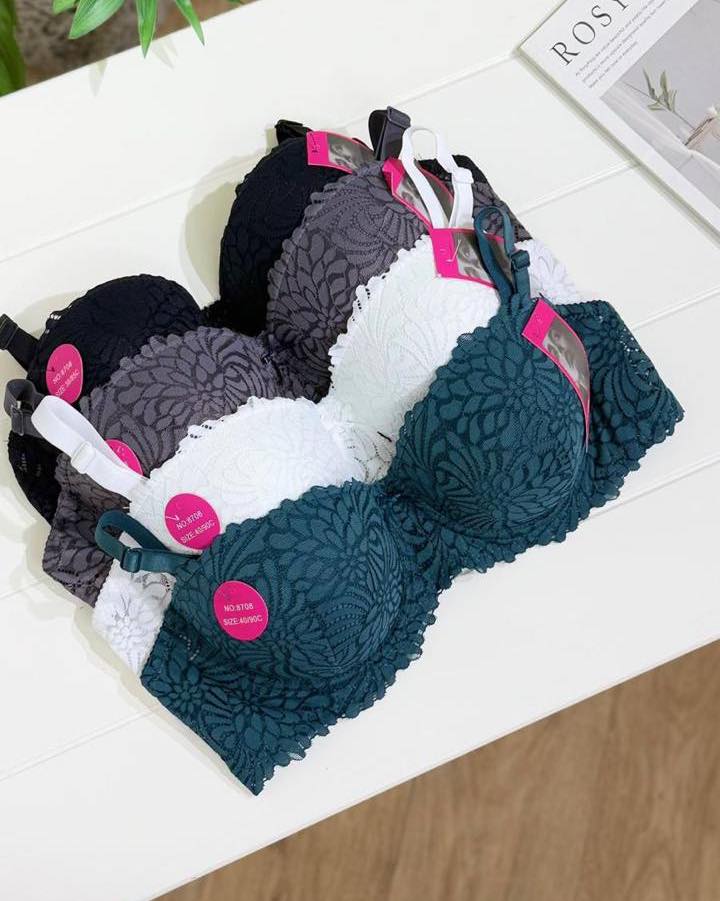 C Cup Size Half Cup Shape Padded Push up Wired Flower Pattern Bra