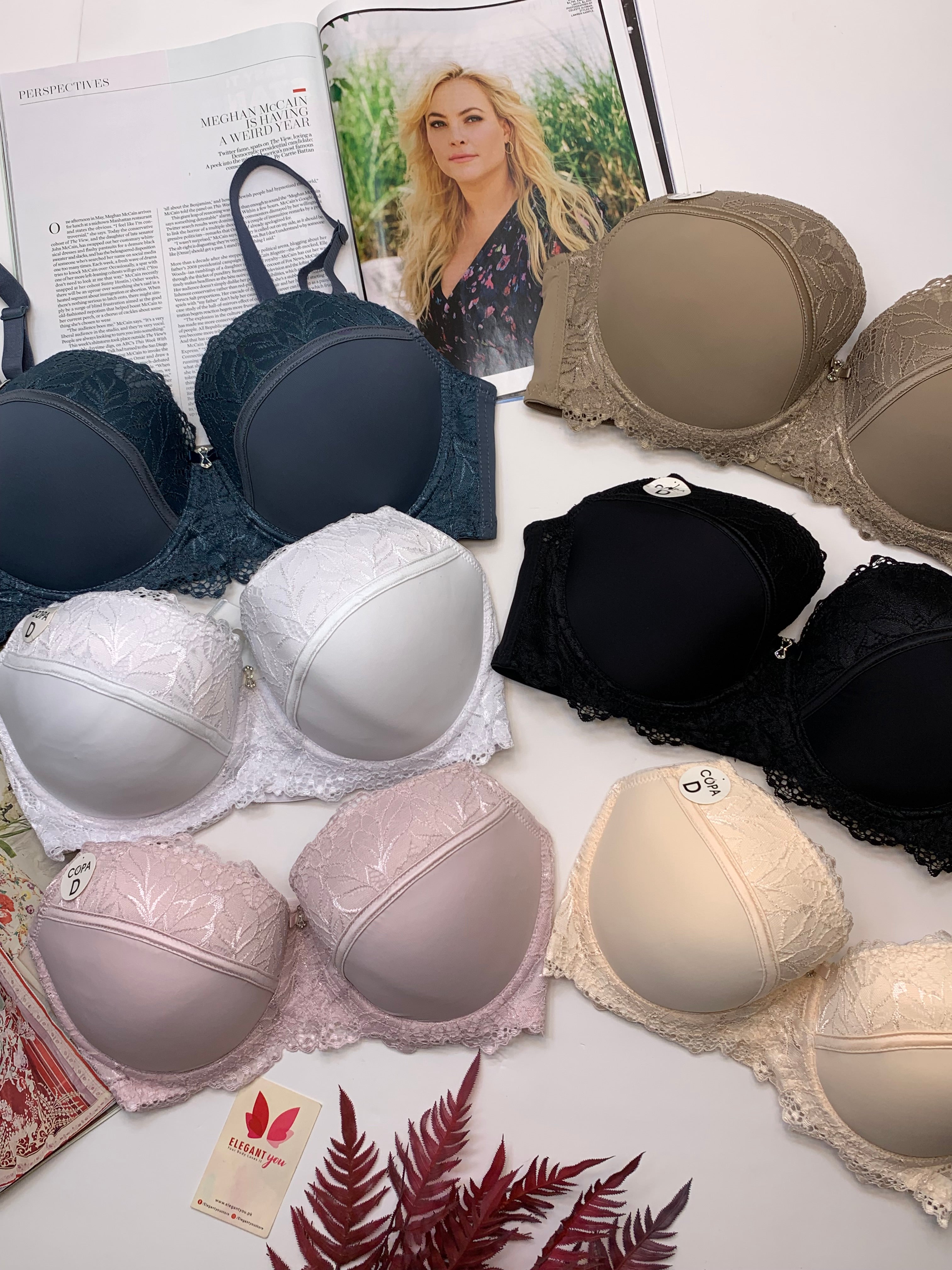 D Cup Size Light Padded Under Wire Half cup lace bra (152)