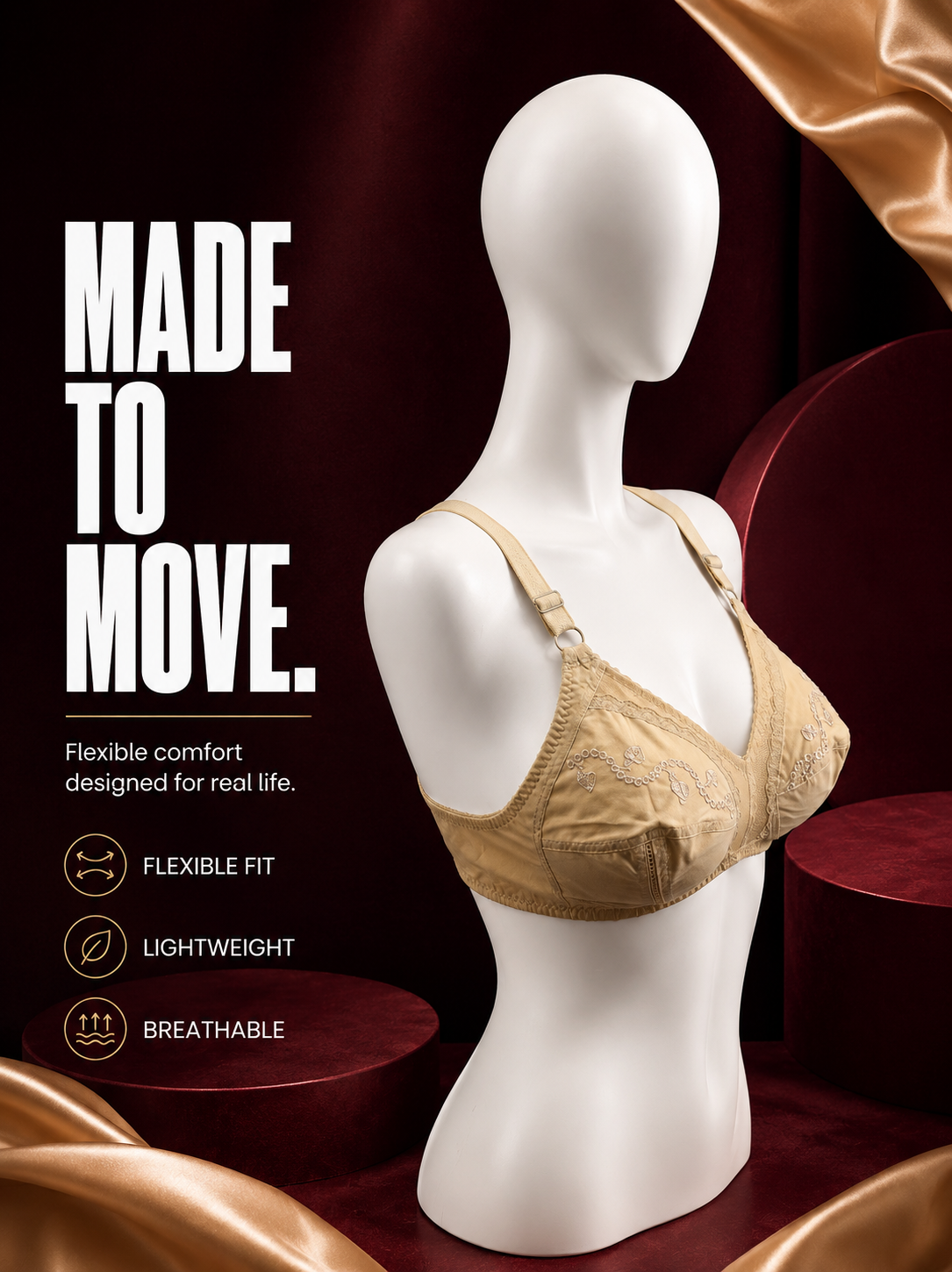 Comfort Cotton Embroidered Bra — Skin | Non-Padded Wireless