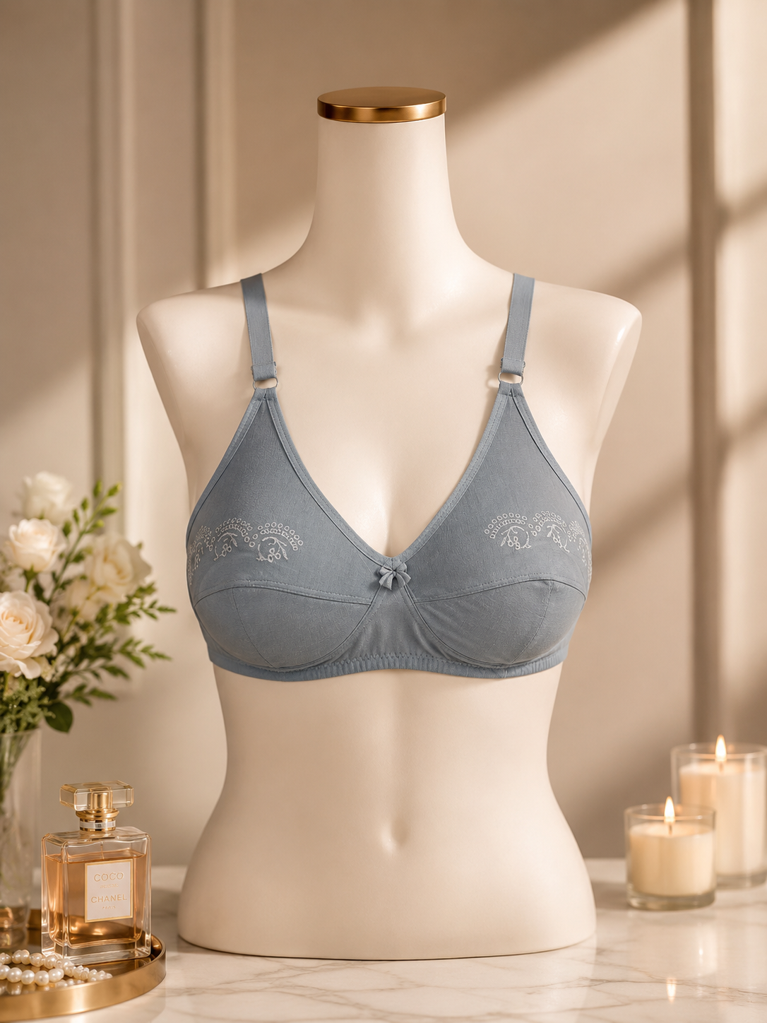 Summer Hosiery Bra — Grey | Non-Padded Wireless