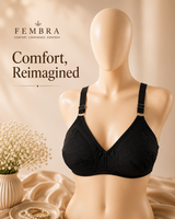 Pure Cotton Comfort Bra — Black | Non-Padded Wireless