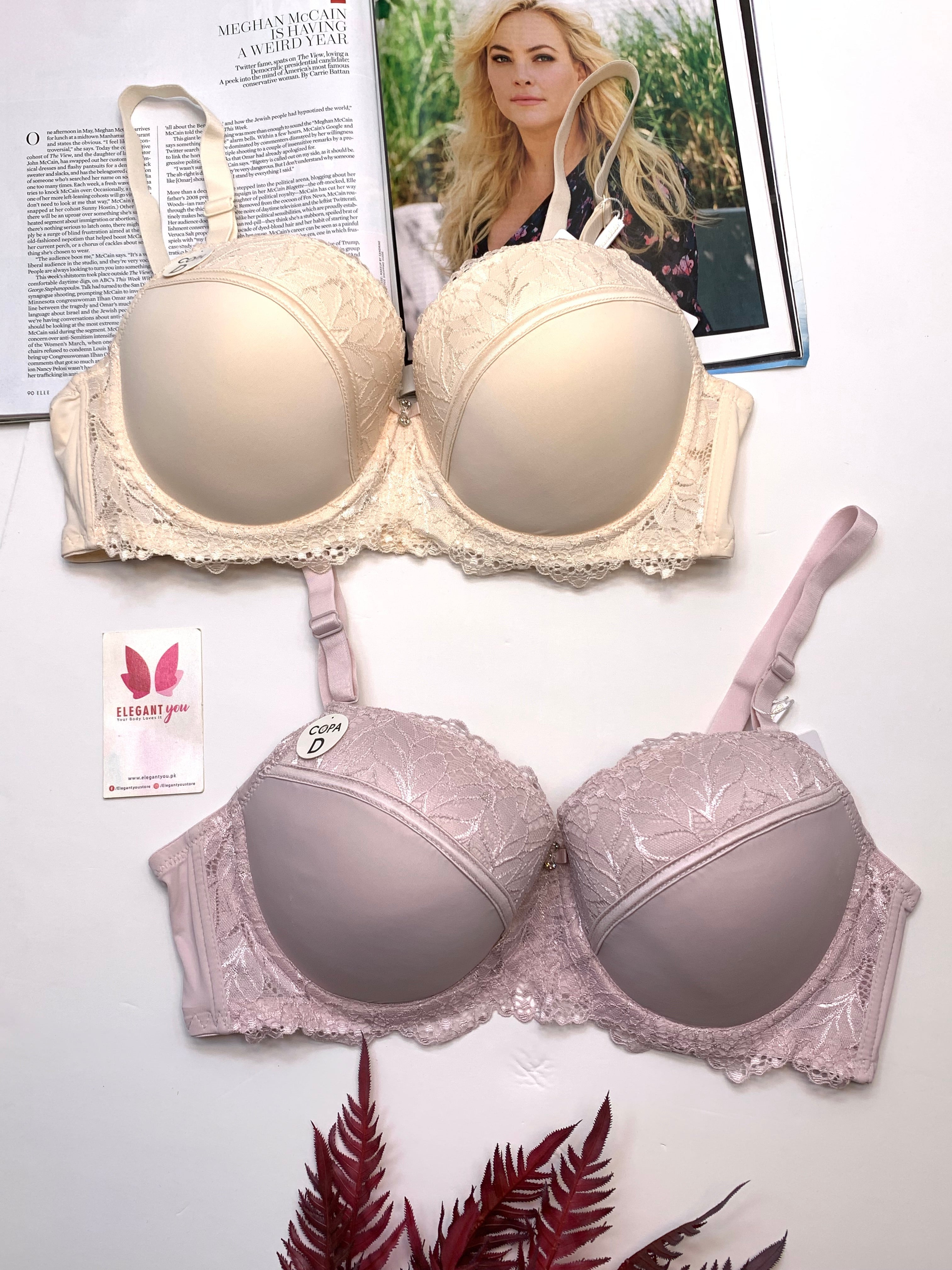 D Cup Size Light Padded Under Wire Half cup lace bra (152)