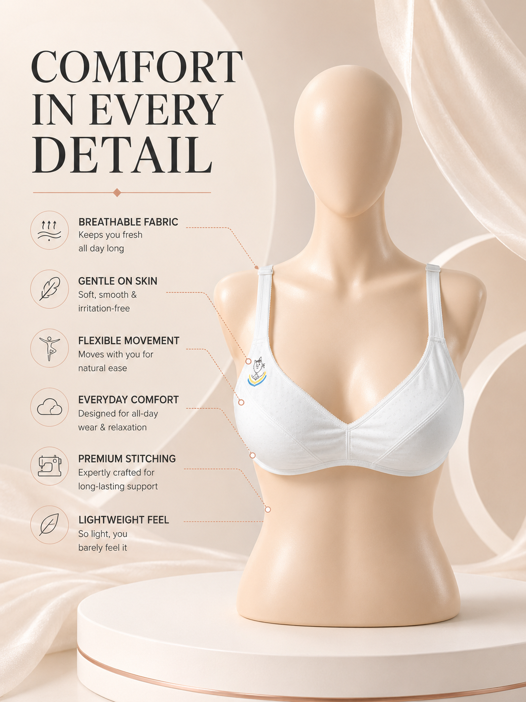 Malai Jersey Ice Silk Bra — Blue | Non-Padded Wireless