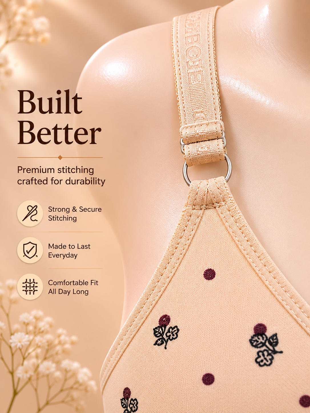 Cotton Floral Print Bra — Skin | Non-Padded Wireless