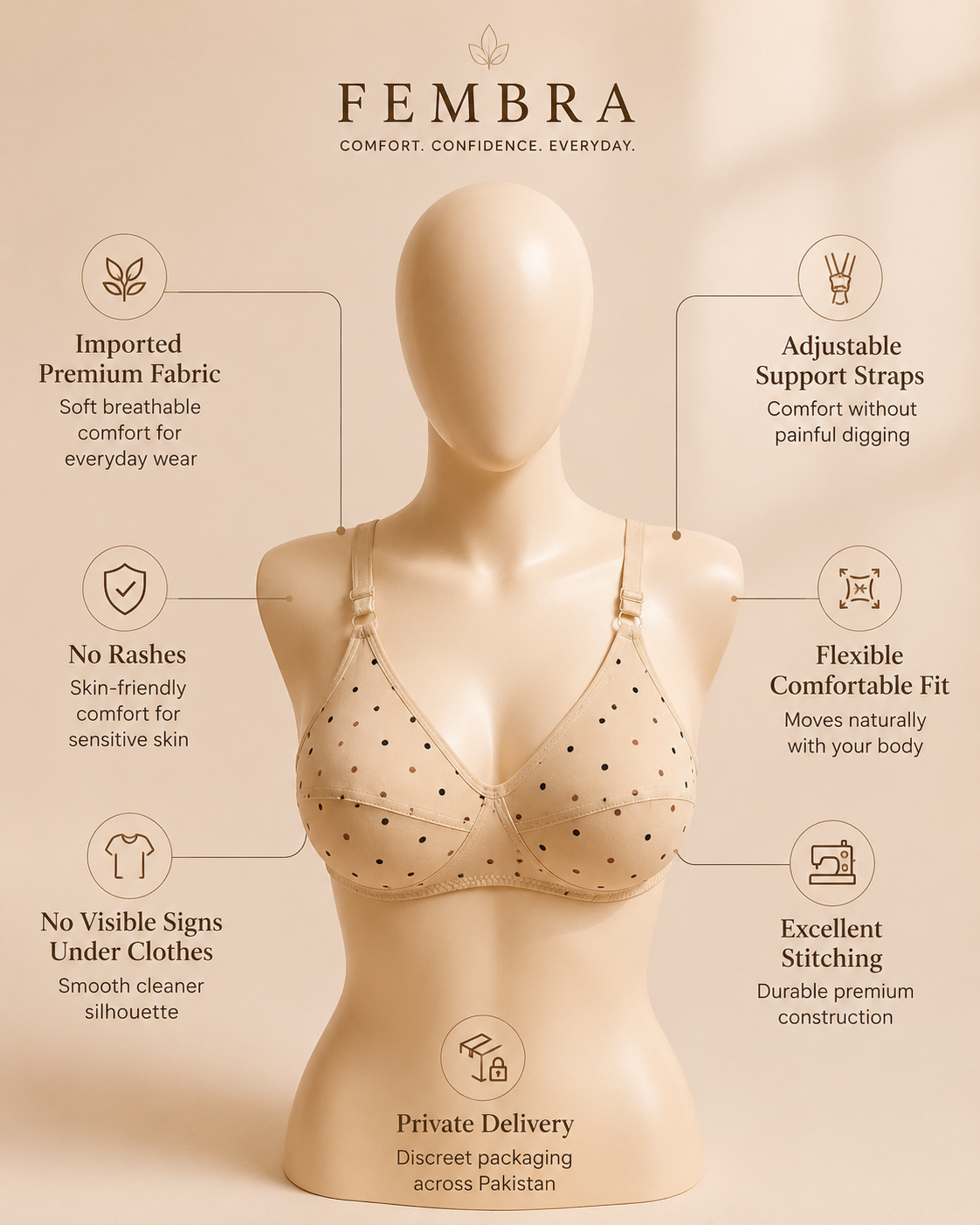 Cotton Dot Print Bra — Skin | Non-Padded Wireless