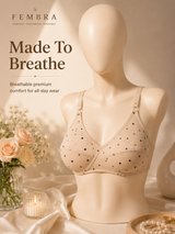 Cotton Dot Print Bra — Skin | Non-Padded Wireless