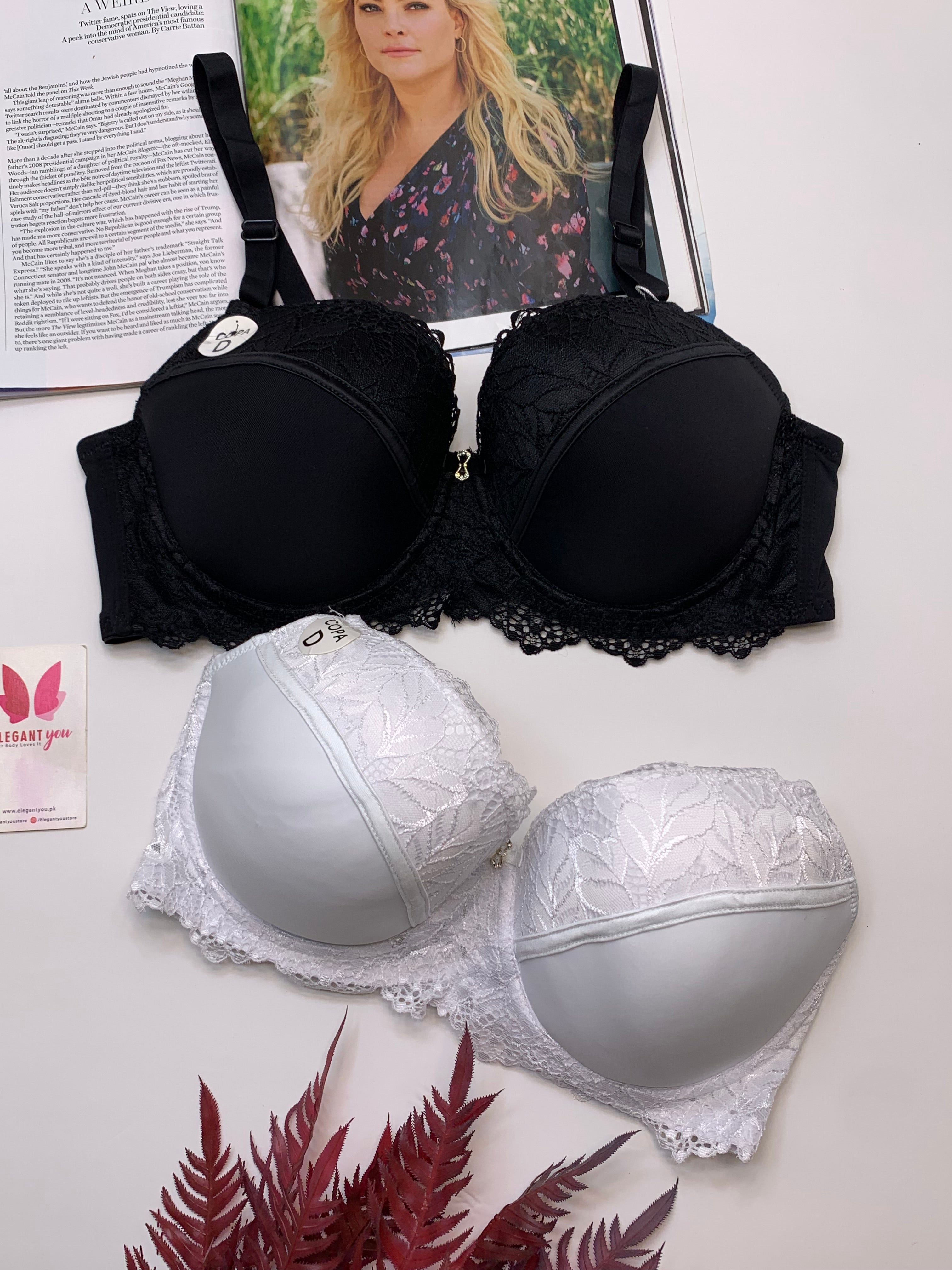 D Cup Size Light Padded Under Wire Half cup lace bra (152)