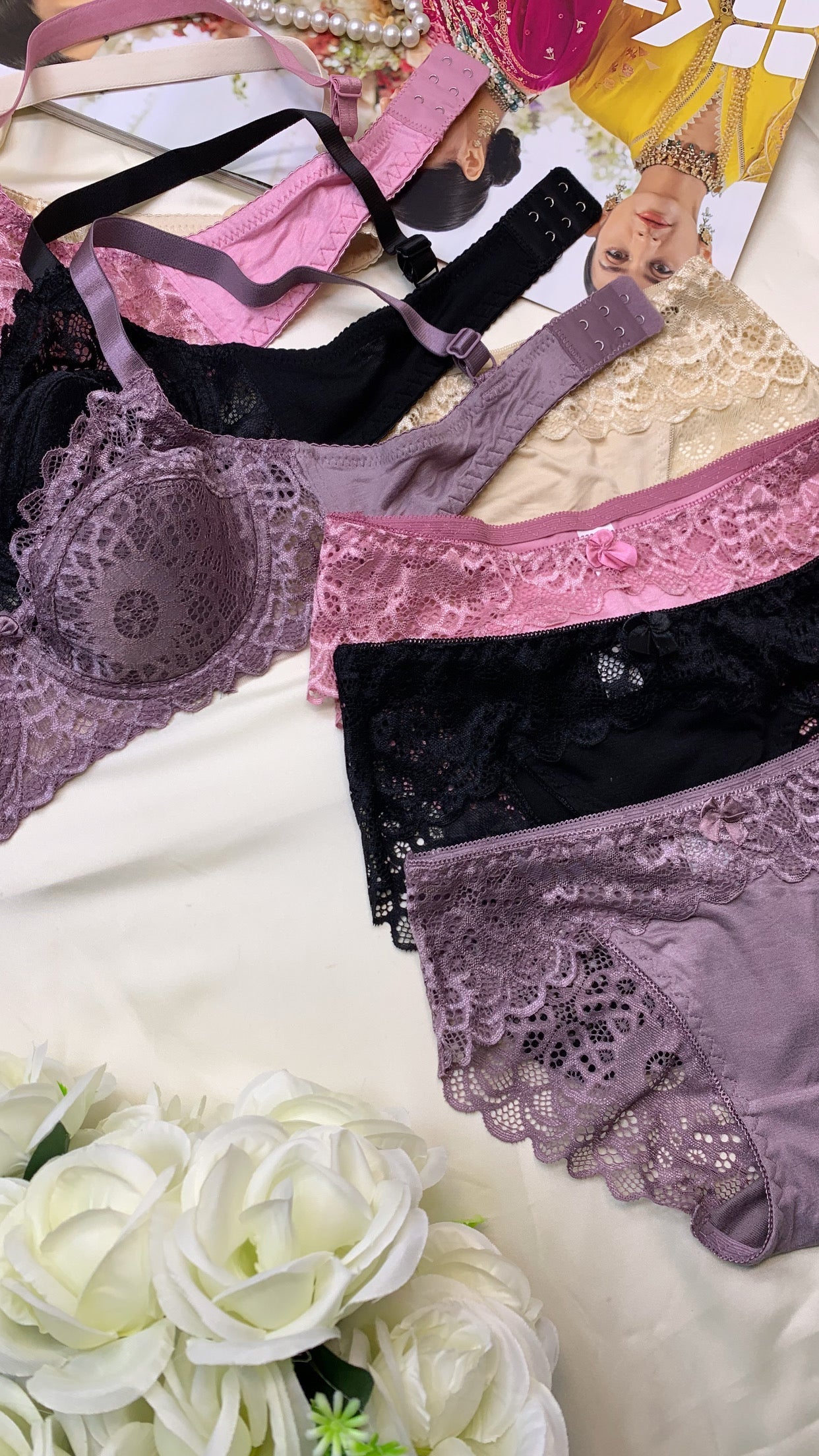 Beautiful Lace Underwire Bra and Panty Set