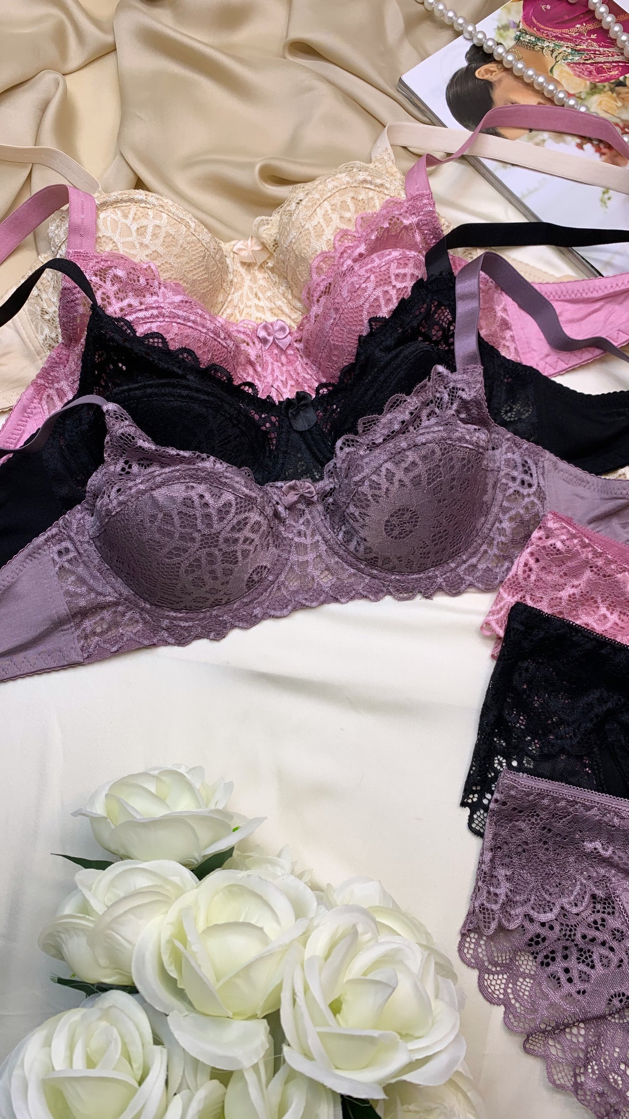 Beautiful Lace Underwire Bra and Panty Set