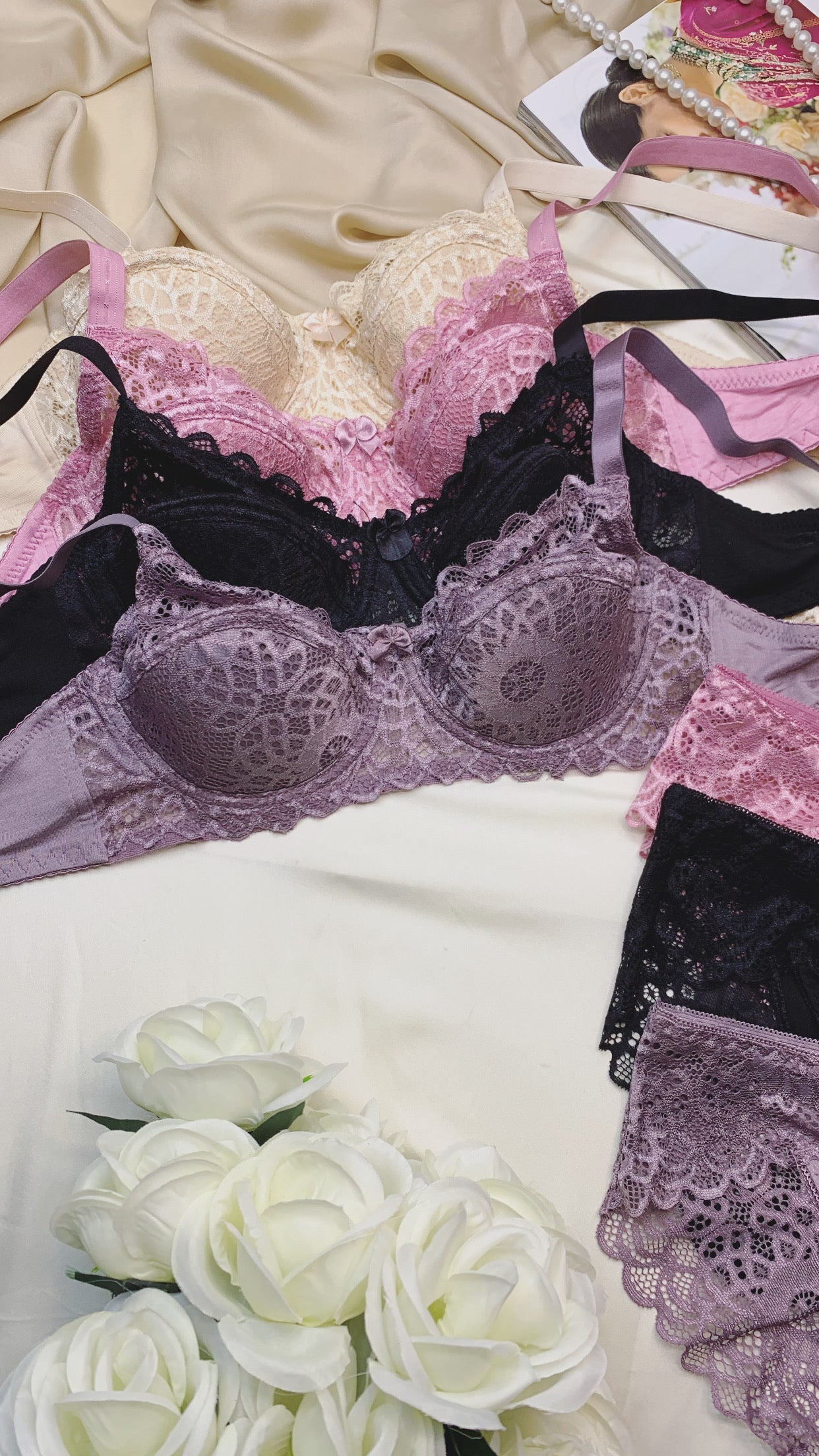 Beautiful Lace Underwire Bra and Panty Set