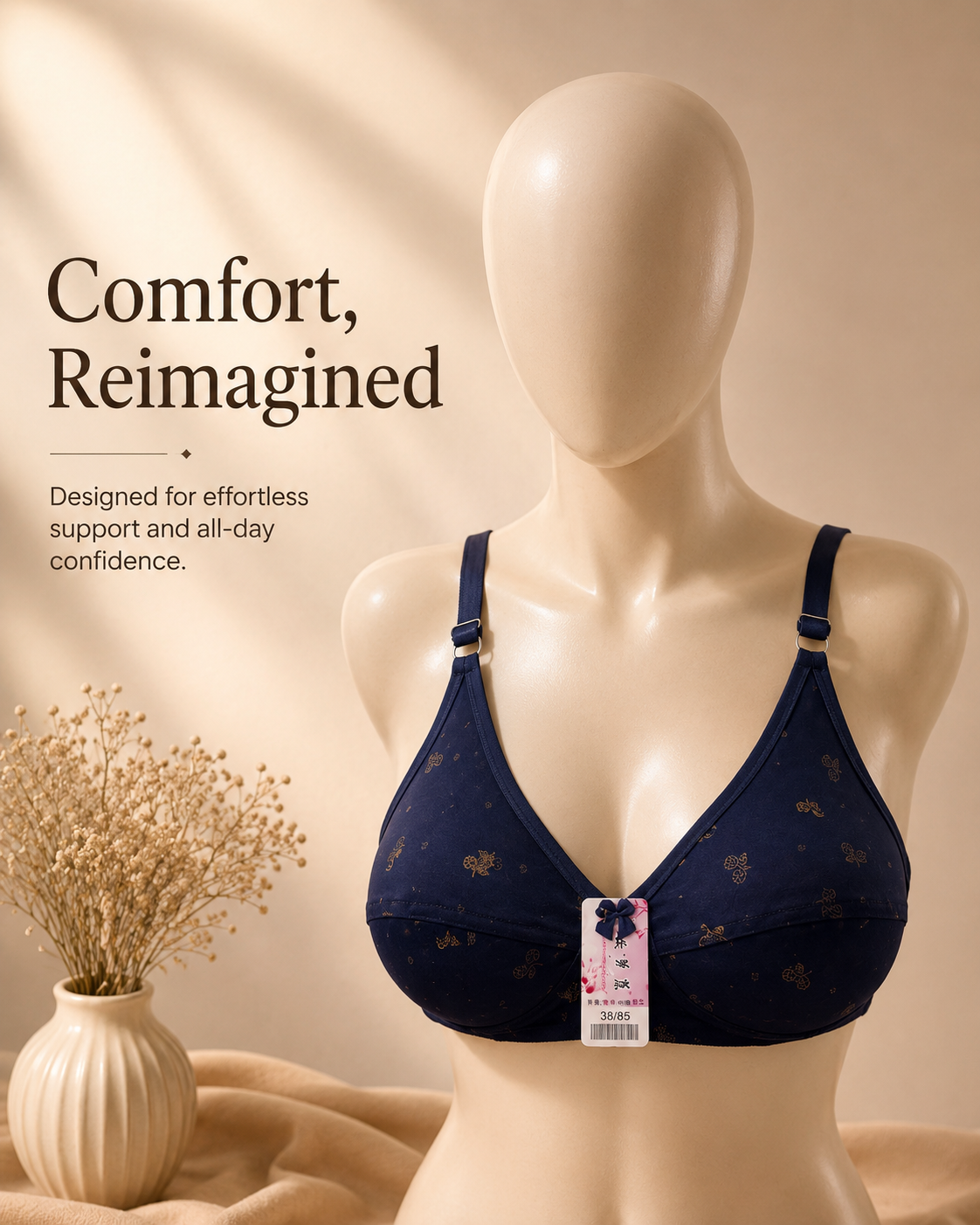 Cotton Floral Print Bra — Skin | Non-Padded Wireless