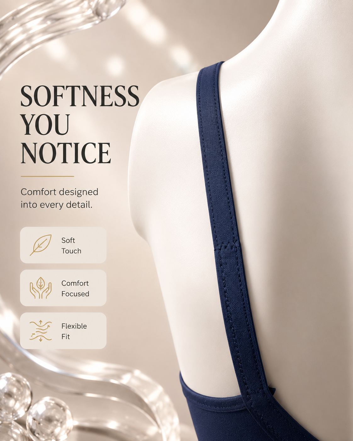Summer Hosiery Bra — Navy Blue | Non-Padded Wireless