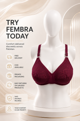 Pure Cotton Comfort Bra — Maroon | Non-Padded Wireless