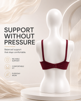 Pure Cotton Comfort Bra — Maroon | Non-Padded Wireless