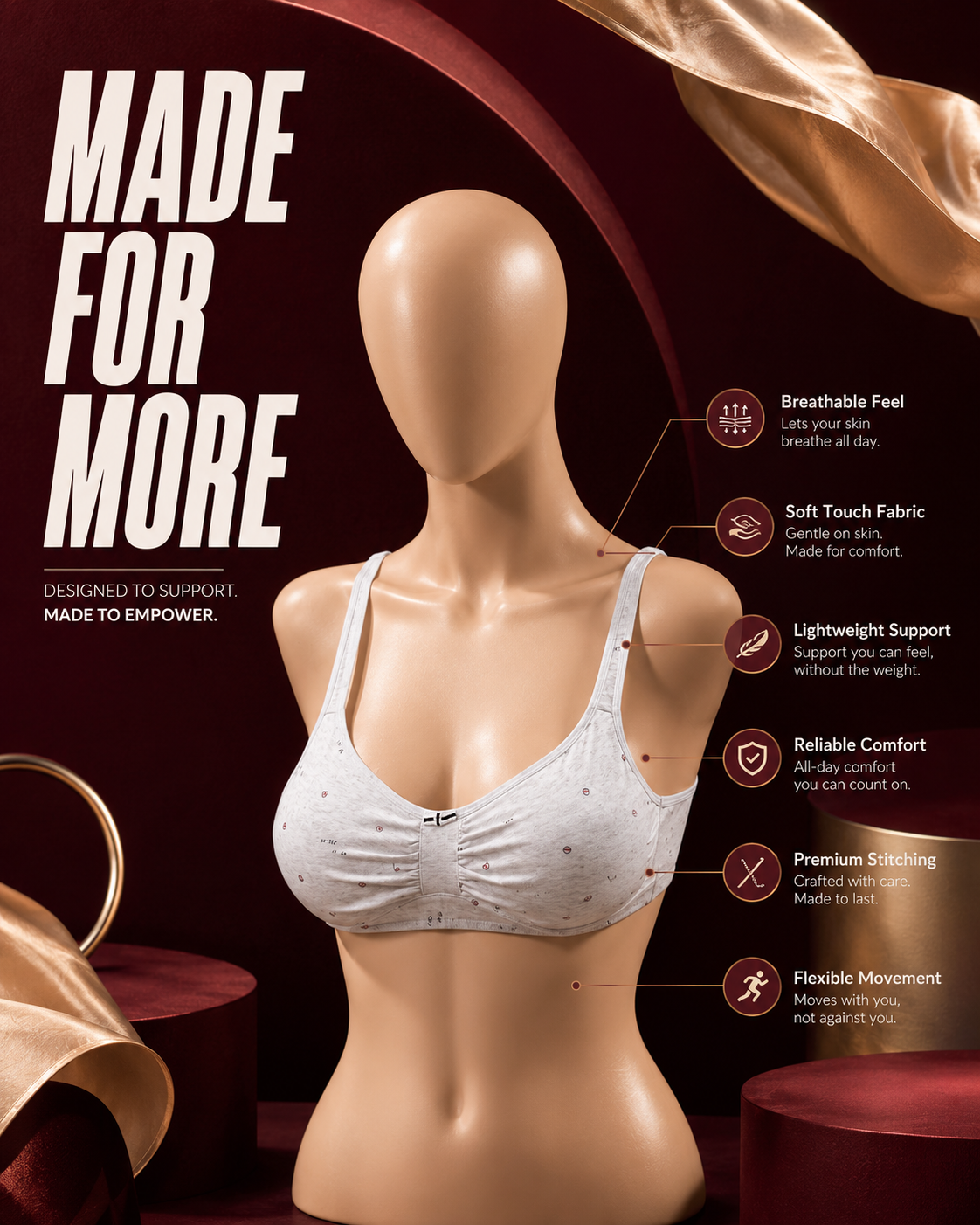 Malai Jersey Ice Silk Bra — Grey | Non-Padded Wireless