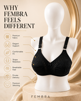Doria Cotton Embroidered Bra — Black | Non-Padded Wireless