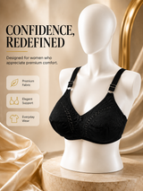 Doria Cotton Embroidered Bra — Black | Non-Padded Wireless