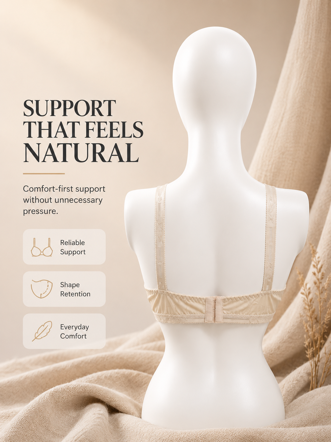 Half Chicken Embroidered Cotton Bra — Skin | Non-Padded Wireless