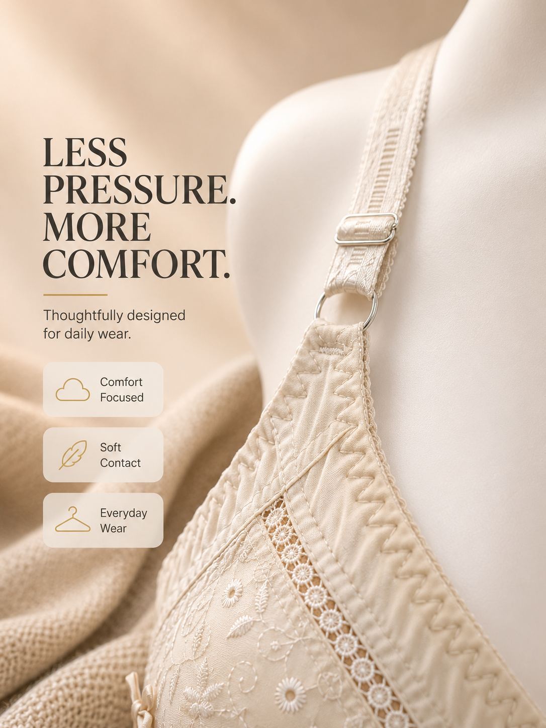 Half Chicken Embroidered Cotton Bra — Skin | Non-Padded Wireless