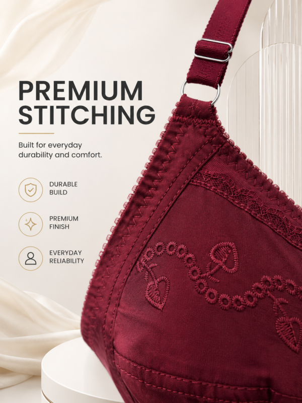 Pure Cotton Comfort Bra Pakistan — Maroon | Non-Padded Wireless | FEMBRA Pure Cotton Comfort Bra Pakistan — Maroon | Non-Padded Wireless | FEMBRA