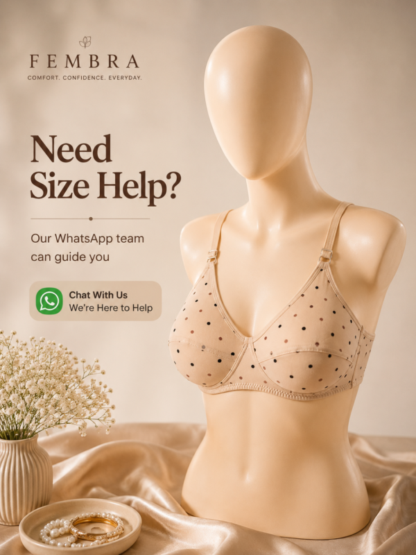 Cotton Dot Print Bra Pakistan — Skin | Non-Padded Wireless | FEMBRA Cotton Dot Print Bra Pakistan — Skin | Non-Padded Wireless | FEMBRA